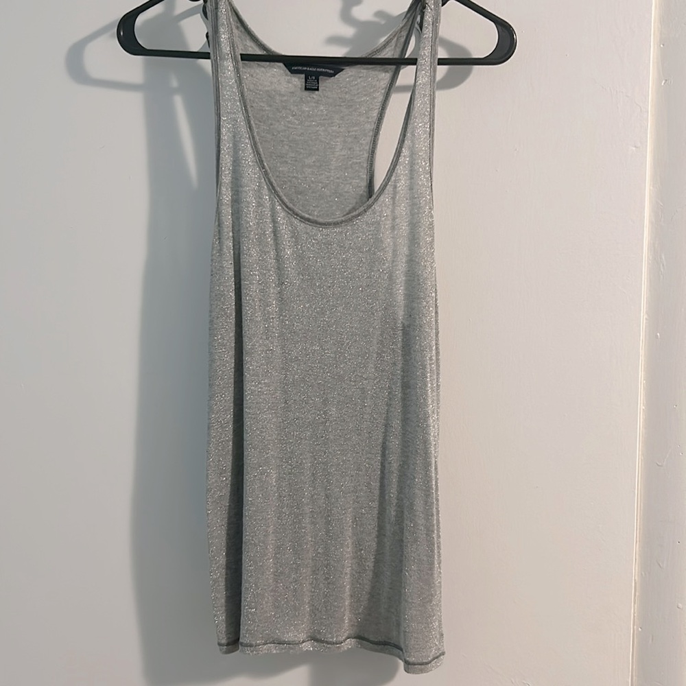 silver glitter tank top
